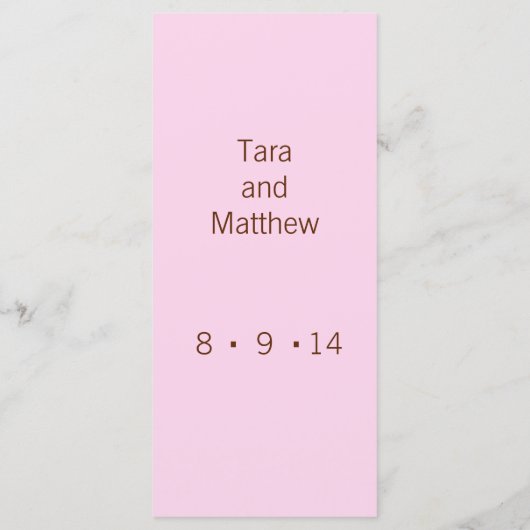 Modern Monogram - Roze en Bruin Menu (Achterkant)