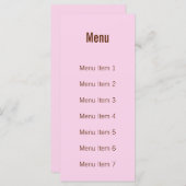 Modern Monogram - Roze en Bruin Menu (Voorkant / Achterkant)