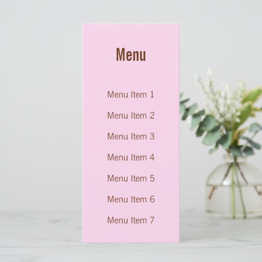 Modern Monogram - Roze en Bruin Menu (Staand voorkant)