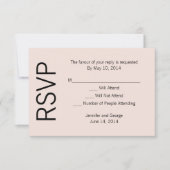 Modern monogram - Roze en zwart RSVP Kaartje (Voorkant)