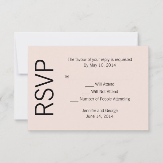 Modern monogram - Roze en zwart RSVP Kaartje (Voorkant)