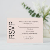 Modern monogram - Roze en zwart RSVP Kaartje (Staand voorkant)