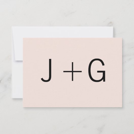 Modern monogram - Roze en zwart RSVP Kaartje (Achterkant)