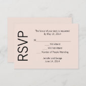 Modern monogram - Roze en zwart RSVP Kaartje (Voorkant / Achterkant)
