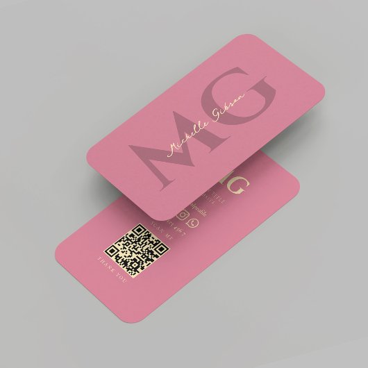 Modern Monogram Roze Goud Marketing Professioneel Visitekaartje