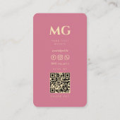 Modern Monogram Roze Goud Marketing Professioneel Visitekaartje (Achterkant)