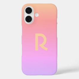 Modern Monogram Roze Lila Ombre iPhone 16 Hoesje