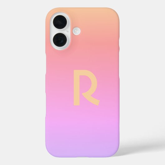 Modern Monogram Roze Lila Ombre Case-Mate iPhone Case (Achterkant)