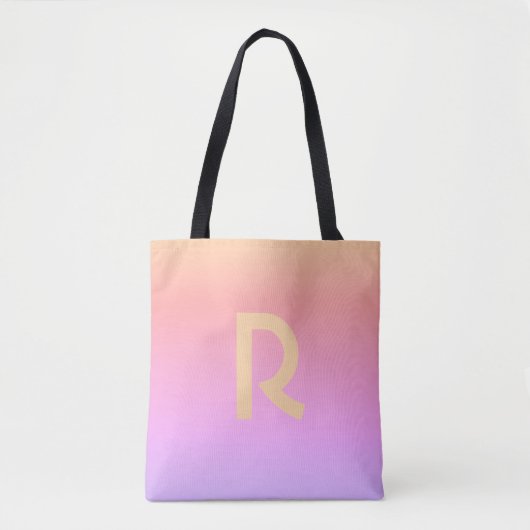 Modern Monogram Roze Lila Ombre Tote Bag (Voorkant)