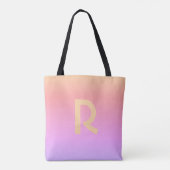 Modern Monogram Roze Lila Ombre Tote Bag (Achterkant)