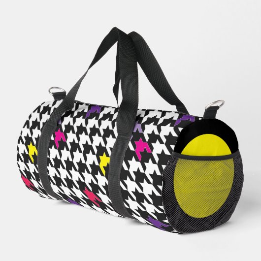 Modern Monogram Roze Paarse Houndstooth Plunjezak (Rechterhoek)