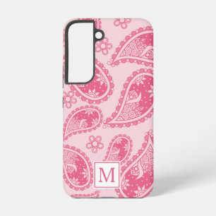 Modern Monogram Roze Paisley Retro Patroon Samsung Galaxy Hoesje