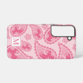Modern Monogram Roze Paisley Retro Patroon Samsung Galaxy Hoesje (Achterkant horizontaal)