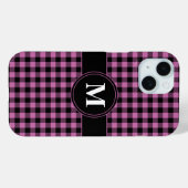 Modern Monogram Roze Plaid Patroon Case-Mate iPhone Case (Achterkant (horizontaal))