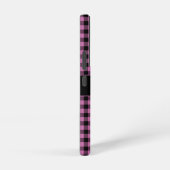 Modern Monogram Roze Plaid Patroon Samsung Galaxy Hoesje (Rechterkant)