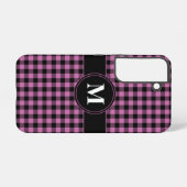 Modern Monogram Roze Plaid Patroon Samsung Galaxy Hoesje (Achterkant horizontaal)