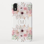Modern Monogram roze Waterverf Floral Case-Mate iPhone Case (Achterkant)