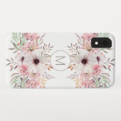 Modern Monogram roze Waterverf Floral Case-Mate iPhone Case (Achterkant (horizontaal))
