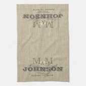 Modern Monogram | Rustic Beige Theedoek (Verticaal)