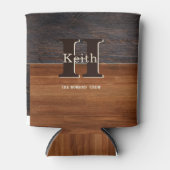 Modern Monogram Rustic Wood Tone Brown Blikjeskoeler (Voorkant)