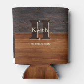 Modern Monogram Rustic Wood Tone Brown Blikjeskoeler (Achterkant)