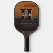 Modern Monogram Rustic Wood Tone Brown Pickleball Paddle (Voorkant)
