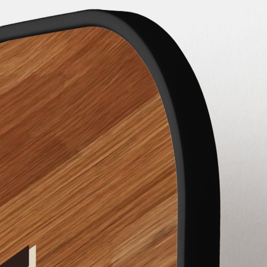 Modern Monogram Rustic Wood Tone Brown Pickleball Paddle (Links Detail)