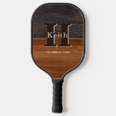 Modern Monogram Rustic Wood Tone Brown Pickleball Paddle (Achterkant)