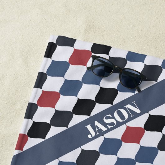 Modern Monogram Rustiek Patroon Strandlaken (In situ)