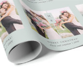 Modern Monogram | Sage Green Kerstmis met foto's Cadeaupapier (Rol Hoek)