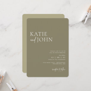 Modern Monogram Sage Green Wedding Kaart