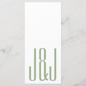 Modern Monogram Sage Green White Wedding Menu (Achterkant)