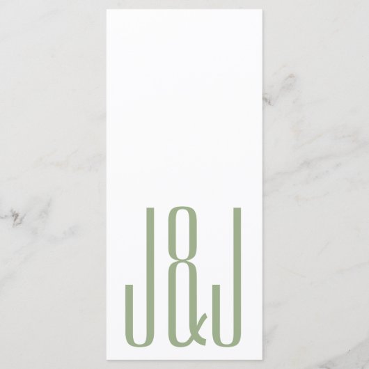 Modern Monogram Sage Green White Wedding Menu (Achterkant)