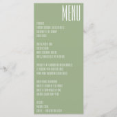 Modern Monogram Sage Green White Wedding Menu (Voorkant)