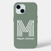 Modern Monogram Sage Groen Case-Mate iPhone Case (Achterkant)