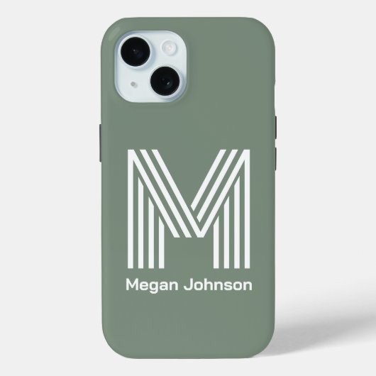 Modern Monogram Sage Groen Case-Mate iPhone Case (Achterkant)