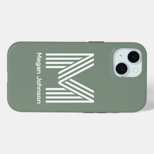 Modern Monogram Sage Groen Case-Mate iPhone Case (Achterkant (horizontaal))