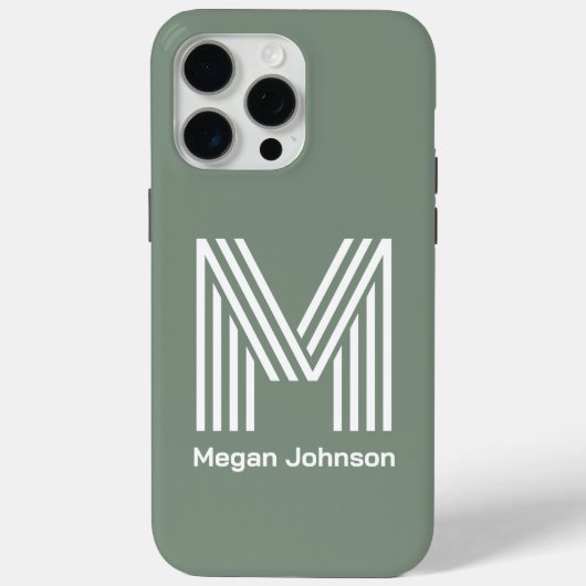 Modern Monogram Sage Groen Case-Mate iPhone Case (Achterkant)