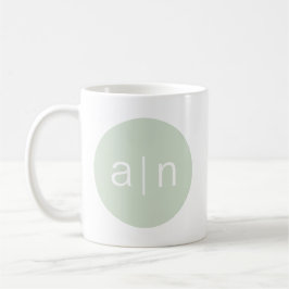 Modern Monogram Sage Groen Koffiemok