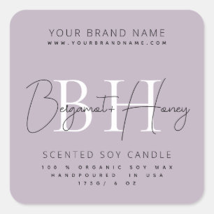 Modern monogram schrift kaarslabel vierkante sticker