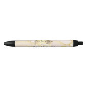 Modern Monogram Script Blush Pink Gold Folie Zwarte Inkt Pen (Voorkant)