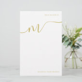 Modern Monogram Script Calligrafie Gold Note Paper Briefpapier (Staand voorkant)
