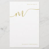 Modern Monogram Script Calligrafie Gold Note Paper Briefpapier (Voorkant)