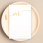 Modern Monogram Script Calligrafie Gold Note Paper Briefpapier