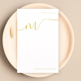 Modern Monogram Script Calligrafie Gold Note Paper Briefpapier
