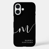 Modern Monogram Script Calligrafie Zwart Case-Mate iPhone Case (Achterkant)
