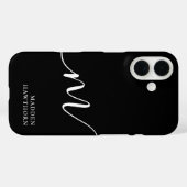 Modern Monogram Script Calligrafie Zwart Case-Mate iPhone Case (Achterkant (horizontaal))
