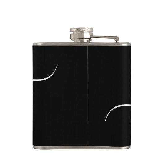 Modern Monogram Script Calligrafie Zwart Wit Heupfles (Achterkant)