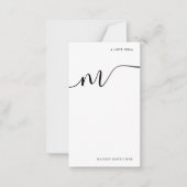 Modern Monogram Script Calligrafie Zwart Wit Notitiekaartje (Voorkant)