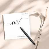 Modern Monogram Script Calligrafie Zwart Wit Notitiekaartje